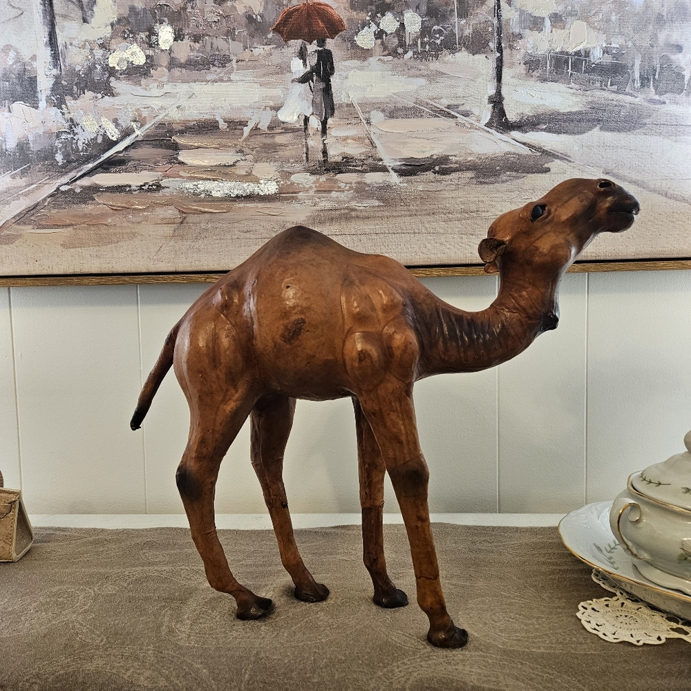Leather Wrapped Dromedary Figurine.  Vintage.